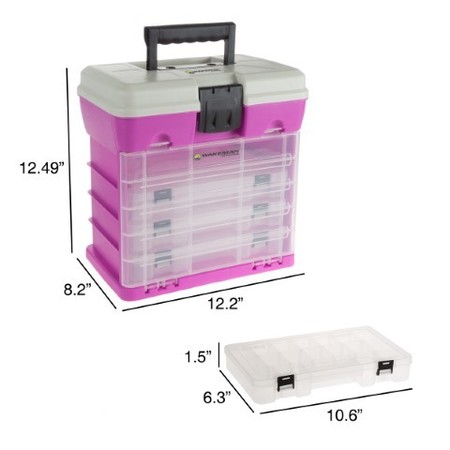 Leisure Sports Storage Toolbox, Durable Organizer Utility Box 4 Drawers, 19 Compartments Each for Supplies, (Pink) 354027JDQ
